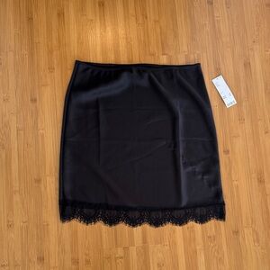 Kimchi Blue Black Pencil Skirt with Lace Hem